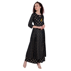 Gold printed Anarkali Kurta with Palazzo